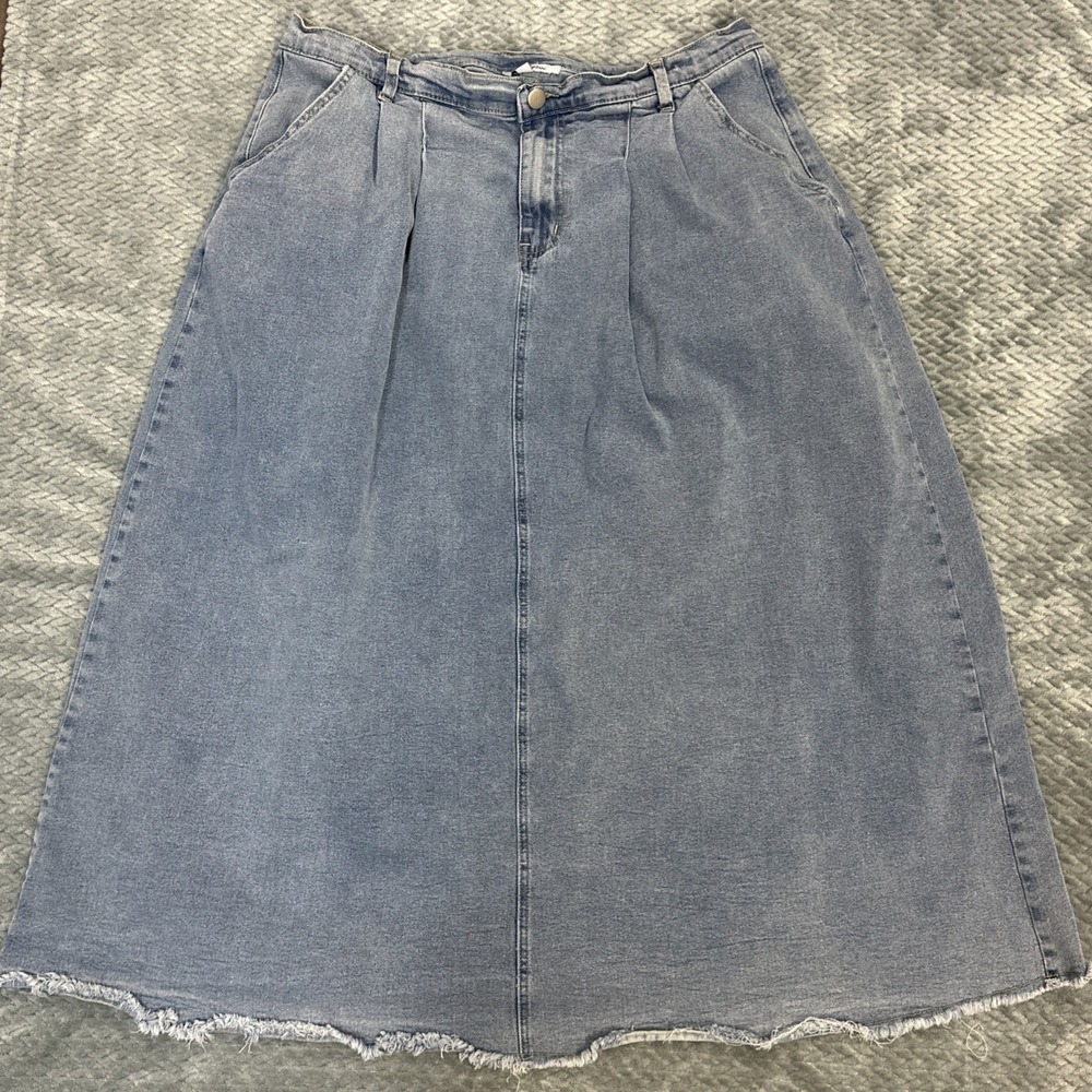 Polagram Denim Skirt Women's XL Maxi Long Length Country Tradwife Modest Jean